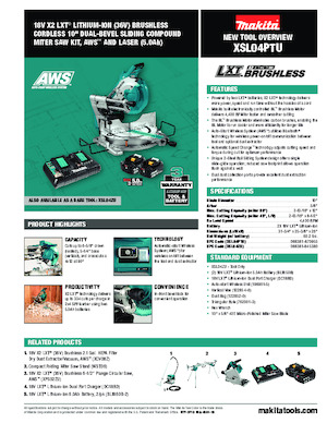 Sierras de inglete sin cable Makita XSL04PTU