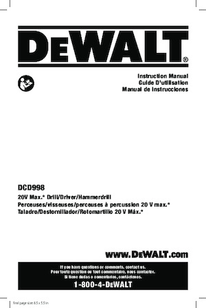 Martillos rotativos sin cable SDS DEWALT DCD998B