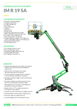 Plataformas articuladas de orugas Imer IM R 19 SA