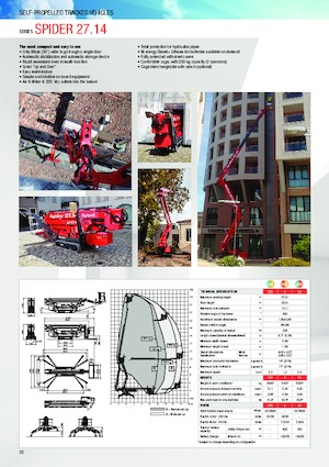 Plataformas articuladas de orugas Platform Basket SPIDER 27.14 ED