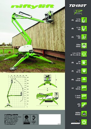 Plataformas articuladas de orugas Niftylift TD150T