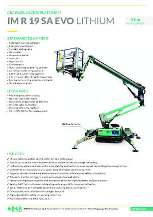 Plataformas articuladas de orugas Imer IM R 19 SA Evo Lithium