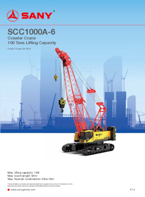 Grúas sobre orugas - Pluma de celosía Sany SCC1000A-6