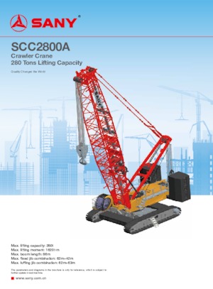 Grúas sobre orugas - Pluma de celosía Sany SCC2800A