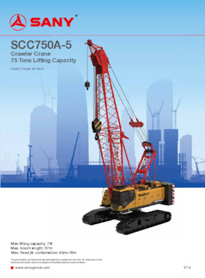 Grúas sobre orugas - Pluma de celosía Sany SCC750A-5
