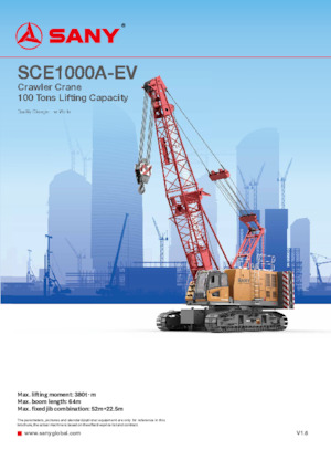 Grúas sobre orugas - Pluma de celosía Sany SCE1000A-EV