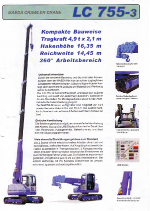 Grúas sobre orugas - Pluma telescópica Maeda LC 755-3