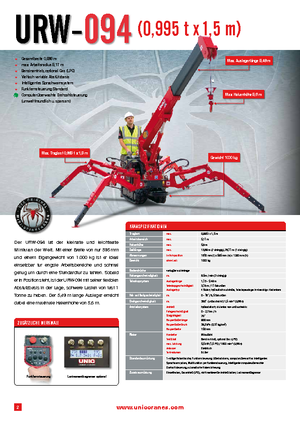 Grúas sobre orugas - Pluma telescópica UNIC URW 094