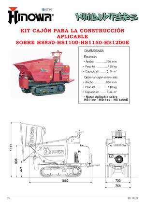 Dúmperes de orugas Hinowa HS 1100 D