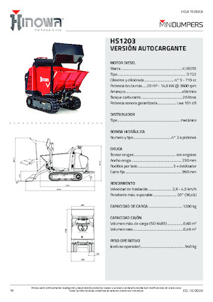 Dúmperes de orugas Hinowa HS1203
