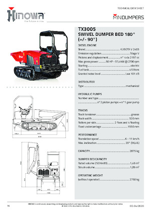 Dúmperes de orugas Hinowa TX3005