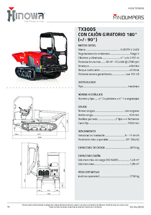 Dúmperes de orugas Hinowa TX3005