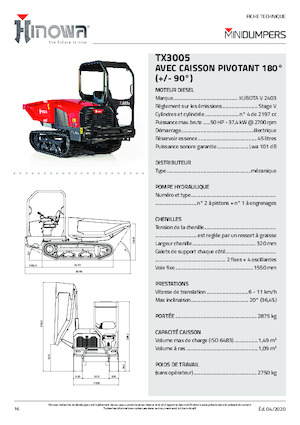 Dúmperes de orugas Hinowa TX3005
