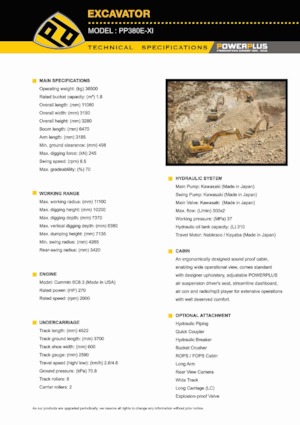 Excavadoras de orugas PowerPlus PP380E-XI