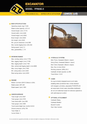 Excavadoras de orugas PowerPlus PP800E-XI