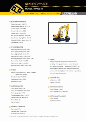 Excavadoras de orugas PowerPlus PP80E-IX