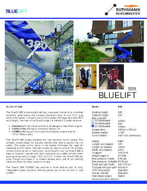 Plataformas articuladas de orugas Ruthmann BLUELIFT B59