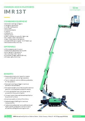 Plataformas telescópicas de orugas Imer IM R 13 T 