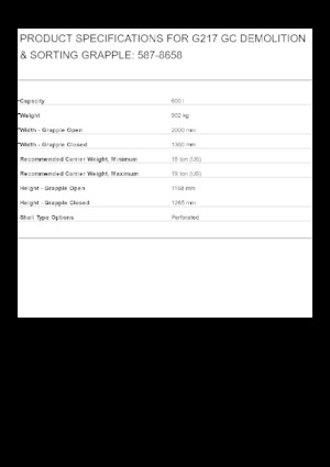 Pinzas de demolición clasificadoras Caterpillar G217 GC