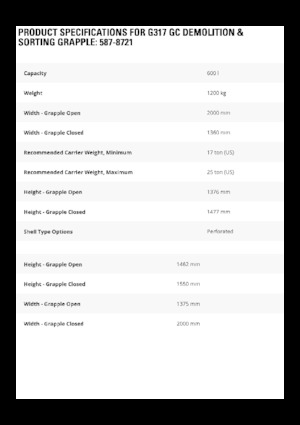 Pinzas de demolición clasificadoras Caterpillar G317 GC
