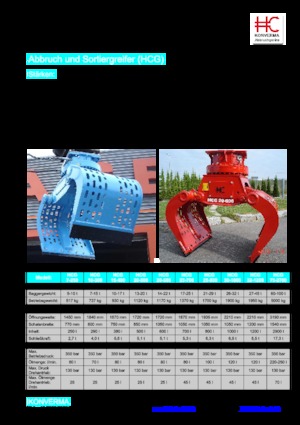 Pinzas de demolición clasificadoras Konverma HCG 10-300