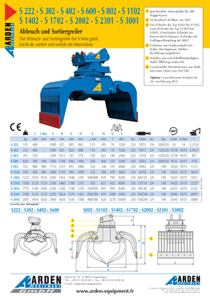 Pinzas de demolición clasificadoras Arden S 3001