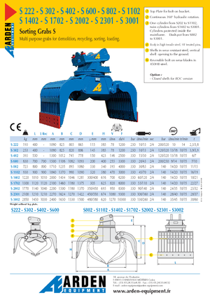 Pinzas de demolición clasificadoras Arden S 3001