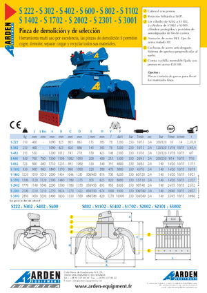 Pinzas de demolición clasificadoras Arden S 3001
