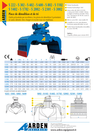 Pinzas de demolición clasificadoras Arden S 3001