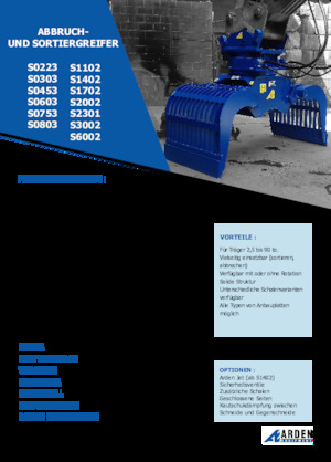 Pinzas de demolición clasificadoras Arden S2002