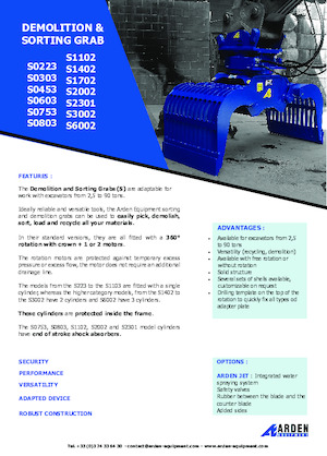 Pinzas de demolición clasificadoras Arden S2002