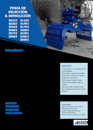 Pinzas de demolición clasificadoras Arden S2002