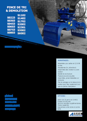 Pinzas de demolición clasificadoras Arden S2002
