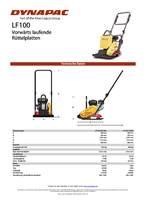 Planchas vibratorias de una dirección Dynapac LF 100 (1B20)
