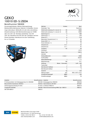 Grupos electrógenos diesel Geko ® 10010 ED-S/ZEDA