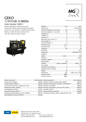Grupos electrógenos diesel Geko ® 11010 ED-S/MEDA
