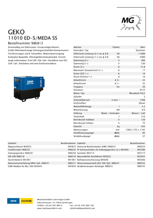 Grupos electrógenos diesel Geko ® 11010 ED-S/MEDA
