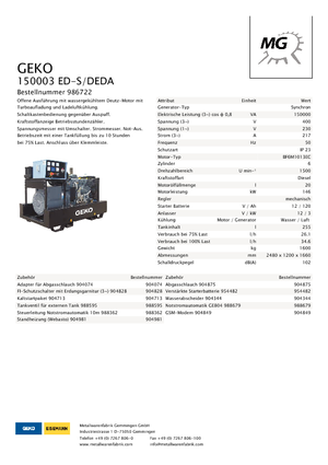 Grupos electrógenos diesel Geko ® 150003 ED-S/DEDA
