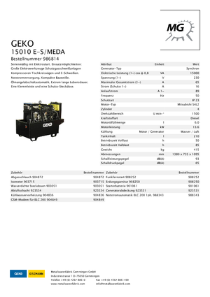 Grupos electrógenos diesel Geko ® 15010 E-S/MEDA