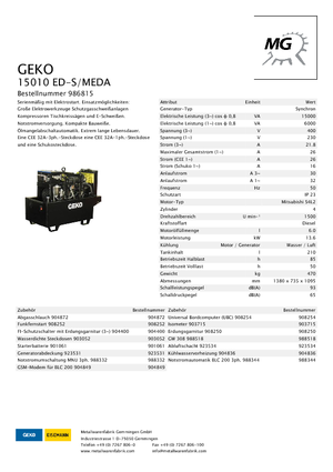 Grupos electrógenos diesel Geko ® 15010 ED-S/MEDA