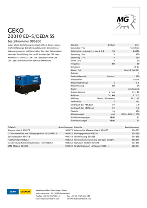 Grupos electrógenos diesel Geko ® 20010 ED-S/DEDA
