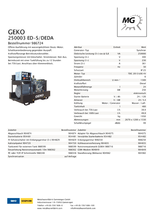 Grupos electrógenos diesel Geko ® 250003 ED-S/DEDA