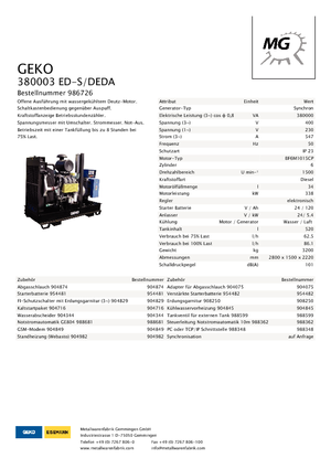 Grupos electrógenos diesel Geko ® 380003 ED-S/DEDA