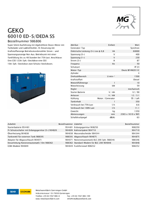 Grupos electrógenos diesel Geko ® 60010 ED-S/DEDA