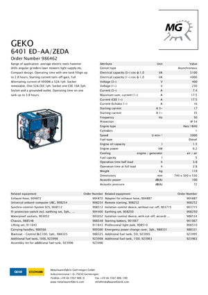 Grupos electrógenos diesel Geko ® 6401 ED-AA/ZEDA