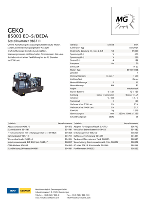 Grupos electrógenos diesel Geko ® 85003 ED-S/DEDA