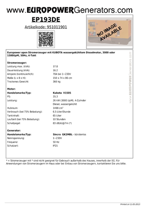 Grupos electrógenos diesel Europower EP193DE (S)