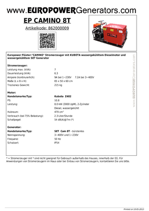 Grupos electrógenos diesel Europower EP Camino 8 T