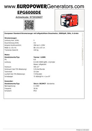Grupos electrógenos diesel Europower EPG6000DE (S)