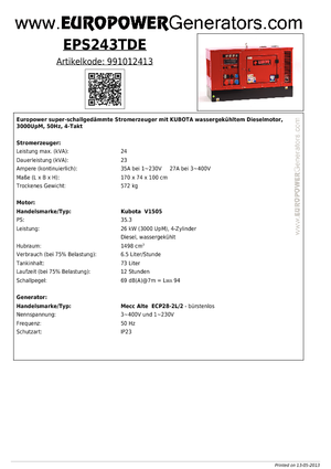 Grupos electrógenos diesel Europower EPS243TDE (MA)